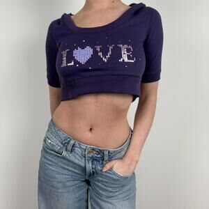 Women's Purple Crop Top Hoodie